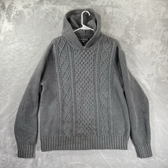 L.L. Bean Tops - L.L. Bean Signature Hoodie women's Large Fisherman Sweater Cable Knit Pullover